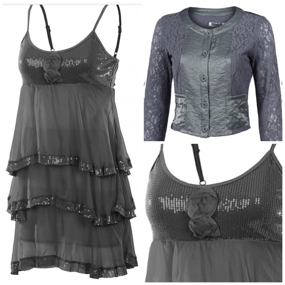 Mandarin Collared Lace Metallic Jacket - Picture 3 of 3